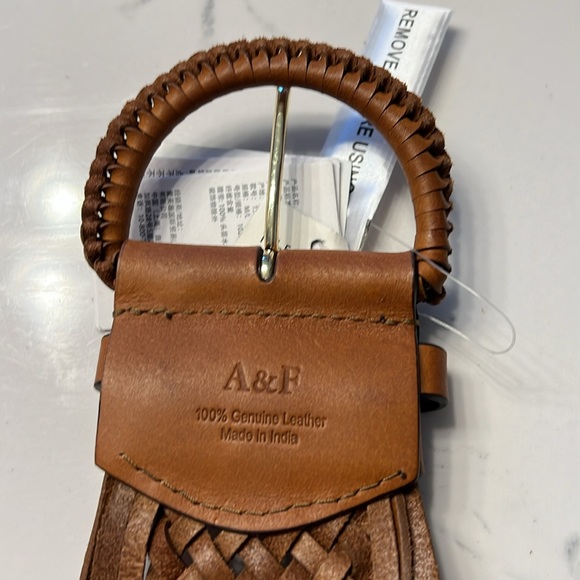 Braided Leather Belt - Tan. Abercrombie and fitch. Womens M/L NWT main image 13